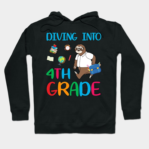 Diving Into 4th Grade Dabbing Sloth Back To School Hoodie by Camryndougherty